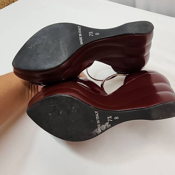 Via Spiga Size 7.5 B Dark Red Platform Patent Leather Heels L